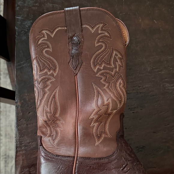 Women's Lucchese full Quill Ostrich Brown Western Boots - Picture 7 of 14